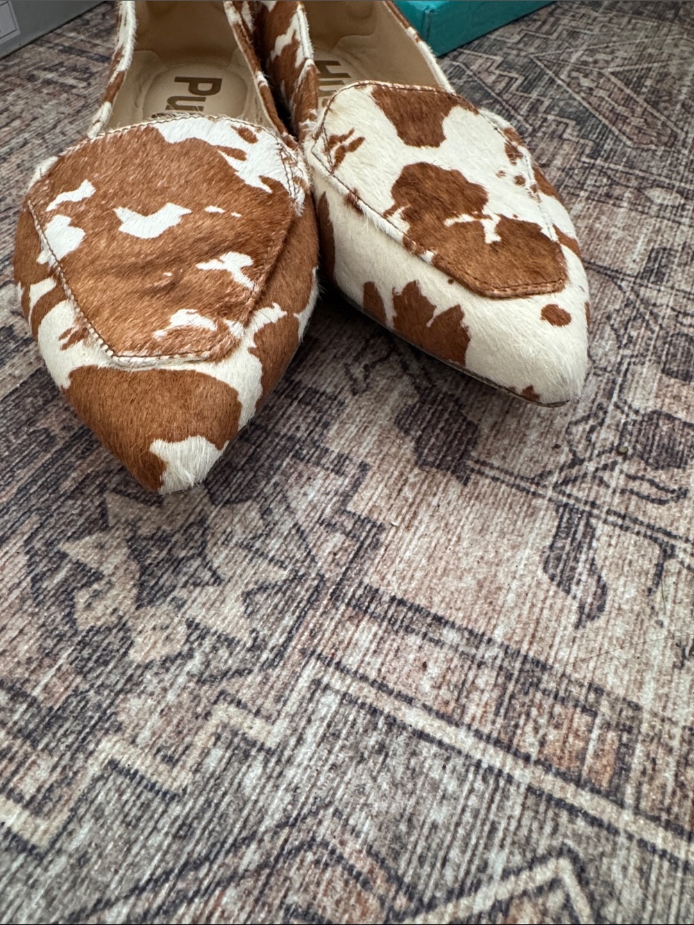 Hush Puppies Cowhide-Print Pointed Toe Flats - Brown & White - Picture 6 of 7